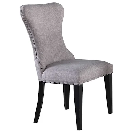 Wing Back Side Chair with Nailhead Trim